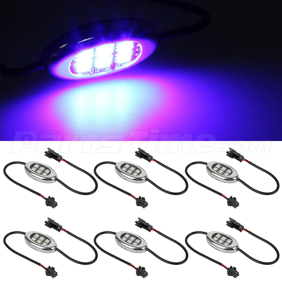 Purple 6 Pod Motorcycle 36 Led Underglow Neon Accent Bike Lighting Kit